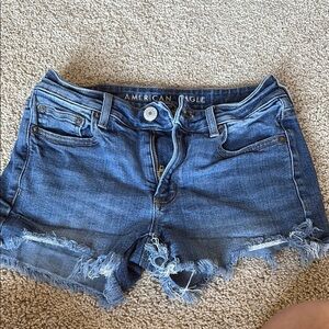American Eagle Outfitters Women's Distressed Blue Jean Shorts